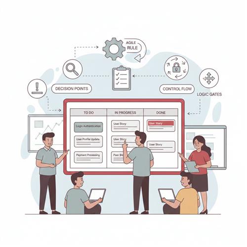 Minh họa Agile Business Rule giúp nhóm phát triển tuân thủ quy tắc kinh doanh, giảm rủi ro và tối ưu quy trình Agile.