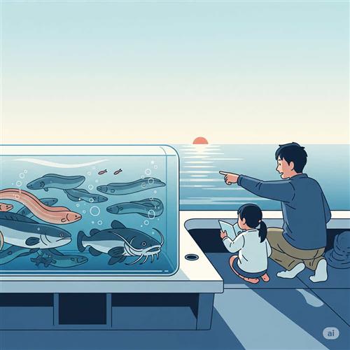 Bài học Nhật: Cá chình sống nhờ có cá nheo thúc đẩy vận động, tượng trưng cho sức sống khi luôn đối mặt thử thách, tránh sự an toàn trì trệ.