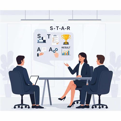 Minh họa phương pháp STAR giúp ứng viên trả lời phỏng vấn hành vi rõ ràng, logic và thuyết phục nhà tuyển dụng.