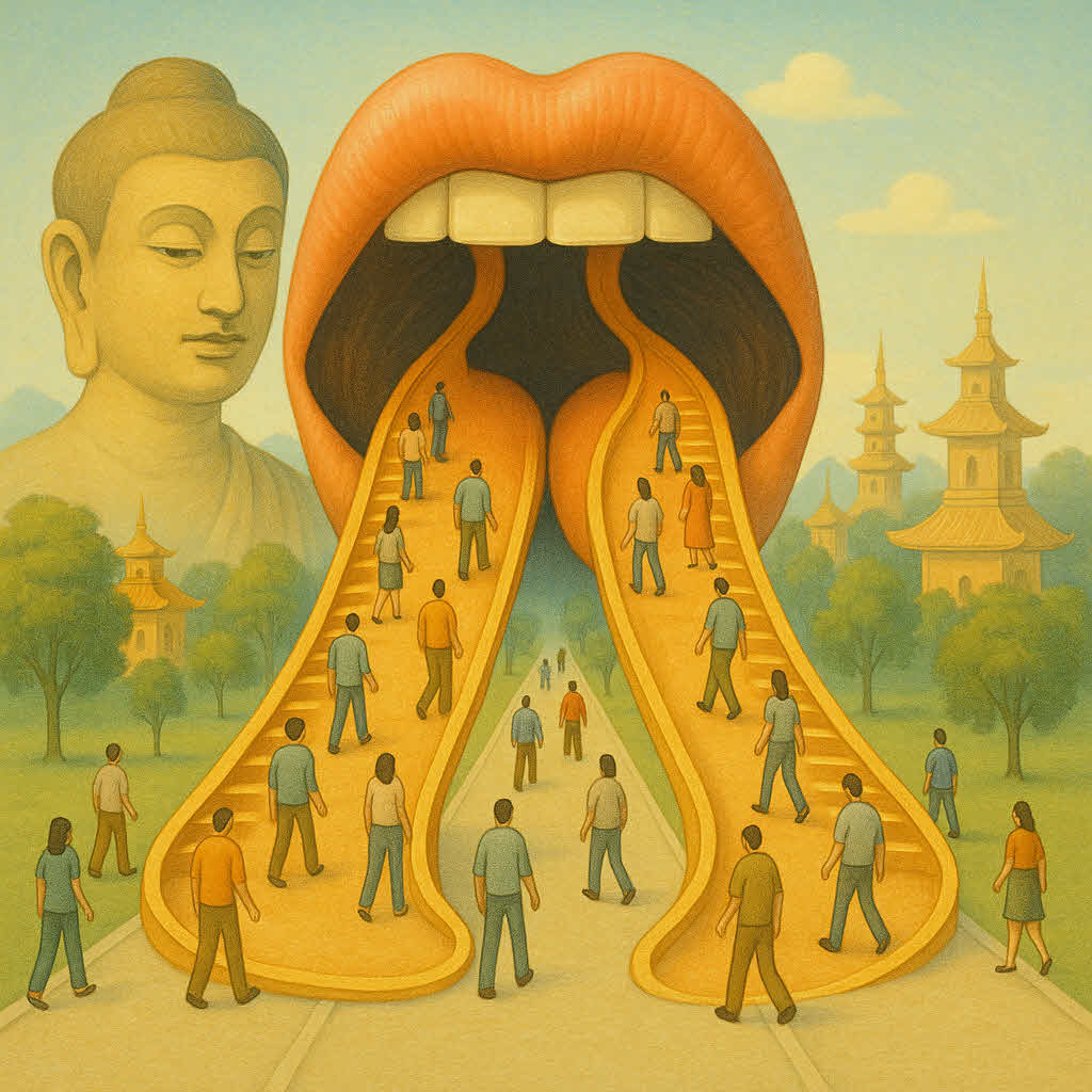 Người nói hai lời (lưỡng thiệt) gây chia rẽ, mất niềm tin và hậu quả tiêu cực trong giao tiếp theo giáo lý đạo Phật.