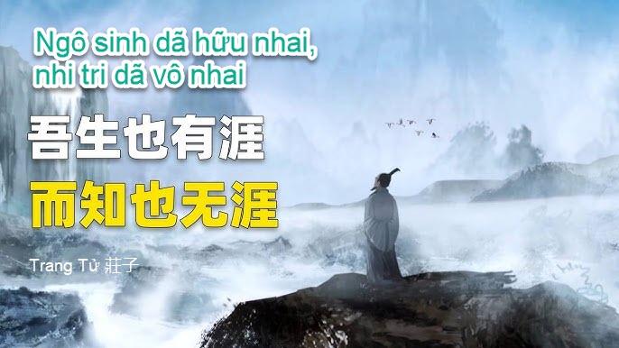 “Ngô sinh dã hữu nhai, nhi tri dã vô nhai” (Trang Tử – Dưỡng sinh chủ). Dịch nghĩa: Đời ta thì có bờ bến (giới hạn), mà cái biết thì không bờ bến (vô tận). “Quân tử chi giao đạm như thuỷ, tiểu nhân chi giao cam nhược lễ” (Trang Tử)
