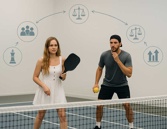 Pickleball phản chiếu tính cách, kỹ năng lãnh đạo và tư duy chiến lược trong kinh doanh qua từng phản ứng trên sân đấu.