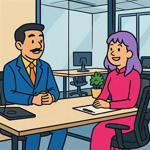 Ứng viên trung niên tham gia phỏng vấn xin việc trong môi trường hiện đại, đối mặt thách thức về tuổi tác và định kiến nghề nghiệp.